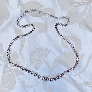 Silver Beaded Costume Jewelry Necklace.